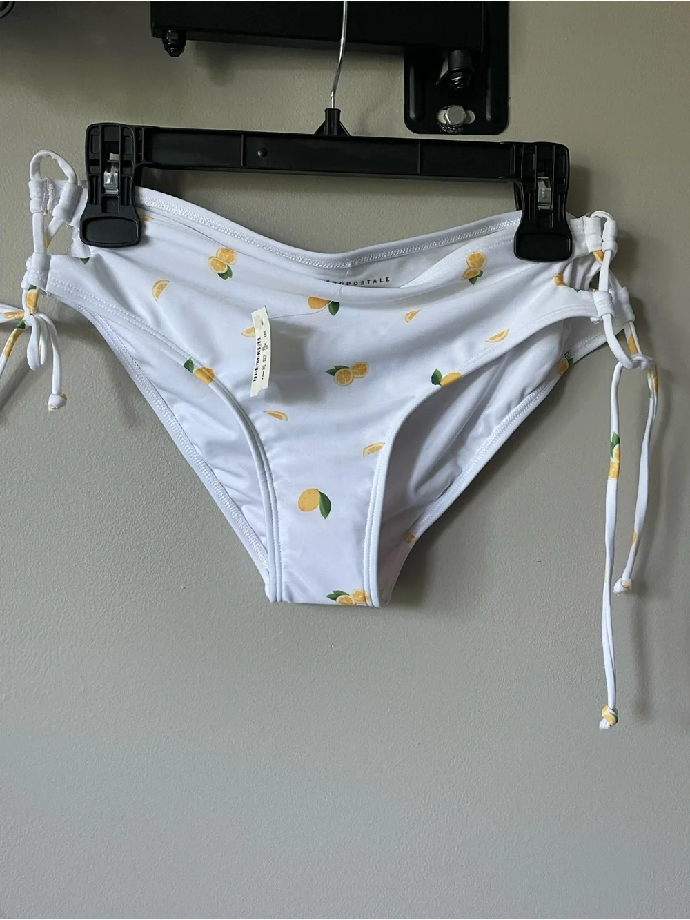 White Lemon-Print Girls' Swim Bottoms with Side Ties